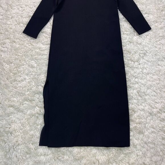 The Row Katey Long Sleeve Midi Dress in Black - Picture 5 of 9